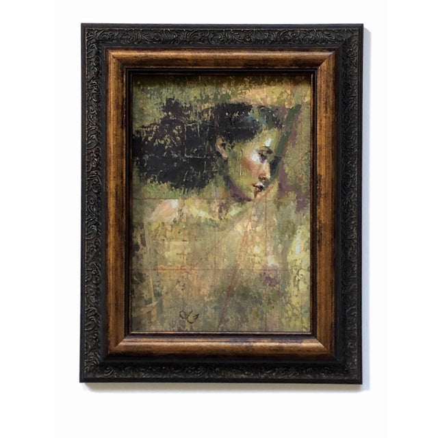 This artwork portrays a solitary figure, captured in a moment of introspection with a gentle, contemplative expression....