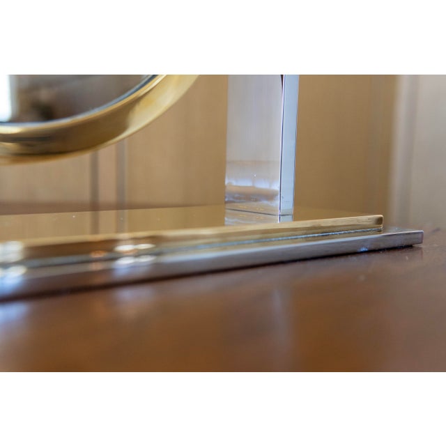 Karl Springer Tabletop Vanity Mirror in Nickel and Brass Circa 1980s For Sale - Image 9 of 12