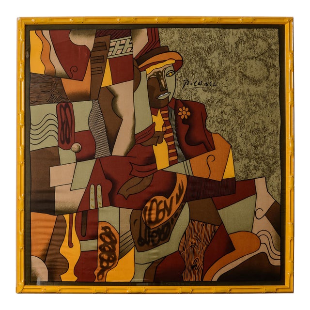 Picasso Silk Scarf, Framed, Man With a Pipe, For Sale