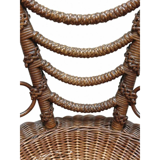 Rattan and Wicker Boudoir Chair, Italy, 1900s For Sale - Image 10 of 12