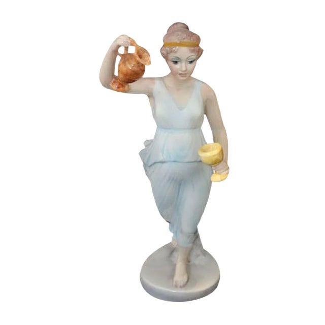 Vestal Ceramic Figure With Jug and Goblet by Giovanni Ronzan for Ronzan, 1940s For Sale