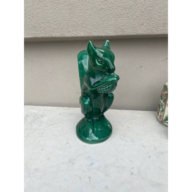 Mid-Century Modern Large Green Majolica Money Bank Squirrel Circa 1950 For Sale - Image 3 of 10