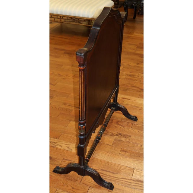 1920's Mahogany Paint Decorated Regency Style Fireplace Screen For Sale - Image 10 of 12