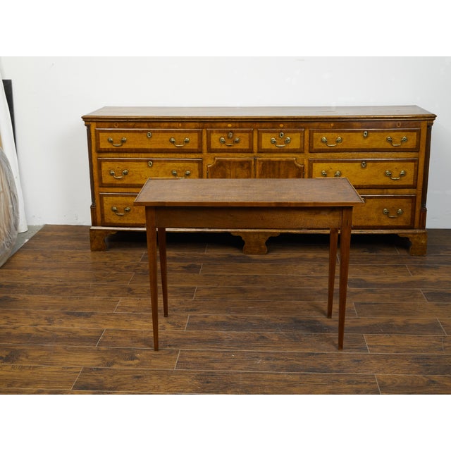 French Restauration Period 1820s Side Table with Leather Top and Lateral Drawer For Sale - Image 9 of 10