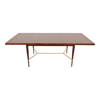 Paul McCobb for Directional Mahogany and Brass Extension Dining Table, Newly Refinished For Sale