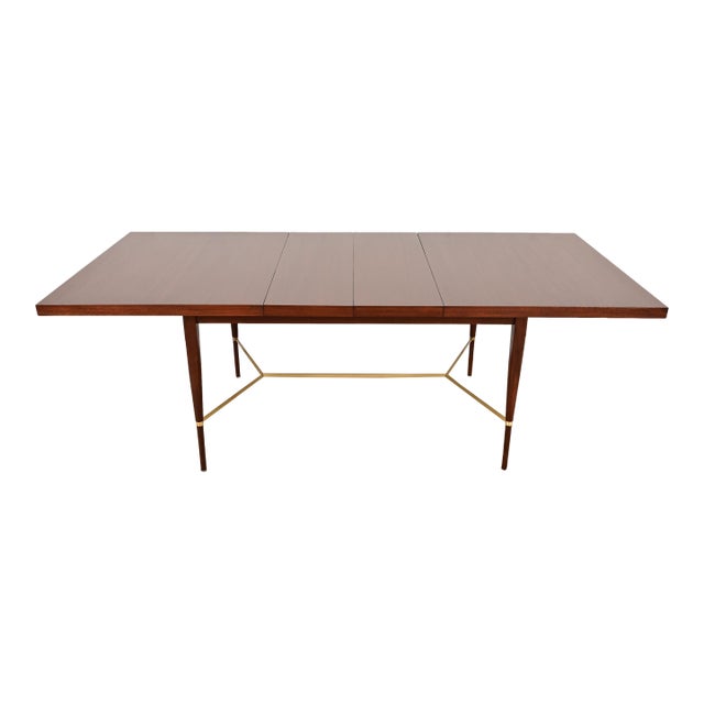 Paul McCobb for Directional Mahogany and Brass Extension Dining Table, Newly Refinished For Sale