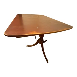 Vintage Brown Wood Double Pedestal Dining Table For Sale