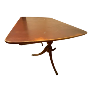 Vintage Brown Wood Double Pedestal Dining Table