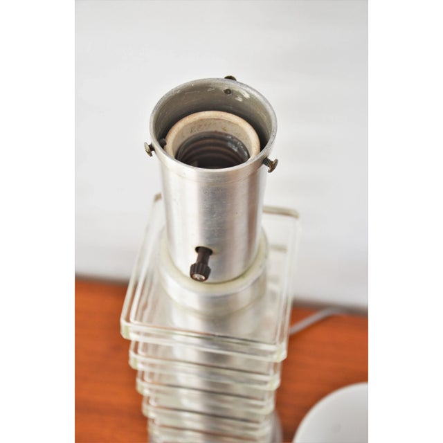 Art Deco Machine Age Table Lamps in Spun Aluminum and Glass - Mogul Bulb Socket For Sale - Image 10 of 12
