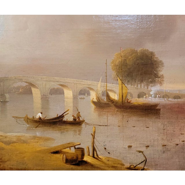 William Marlow -A Bridge Near London -18th Century Oil Painting For Sale - Image 4 of 12