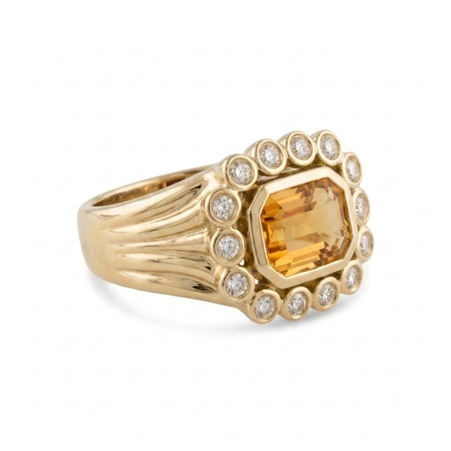 Not Yet Made - Made To Order Chunky Citrine Cocktail Ring | Wedding Engagement Ring | Unique Statement Ring Us 7 For Sale - Image 5 of 6