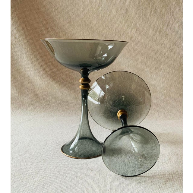French Crystal Champagne Coupes - Set of 2 For Sale - Image 15 of 18