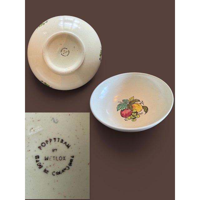 Vintage Metlox Poppytrail Provincial Large Serving Bowl-California Pottery-Fruit For Sale - Image 9 of 11