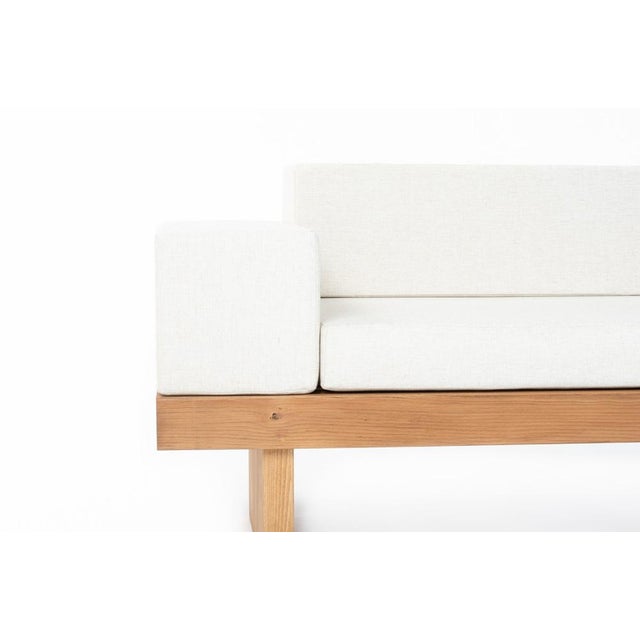 Slatted Bench with Linen Cushions, 1950s For Sale - Image 9 of 15