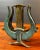 Beautiful vintage bronze letter holder in the form of a harp or lyre. Made in Israel, marked on the inside. Nice green...