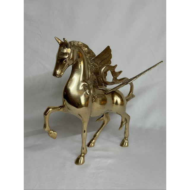 Brass Large 11” Brass Pegasus Winged Horse Figurine For Sale - Image 8 of 12