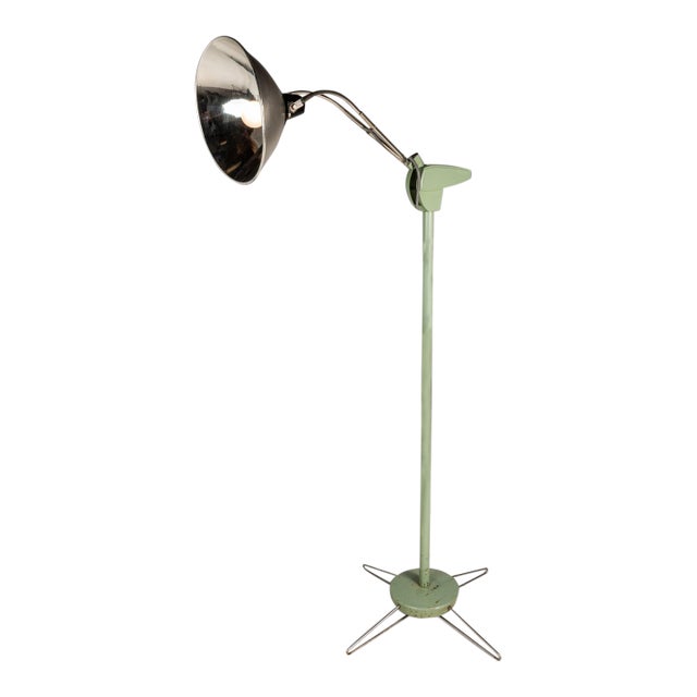Mid-Century Modern Industrial Patinaed Medical / Surgical 6ft. Floor Lamp by Wilmot Castle, Usa, C. 1960s For Sale