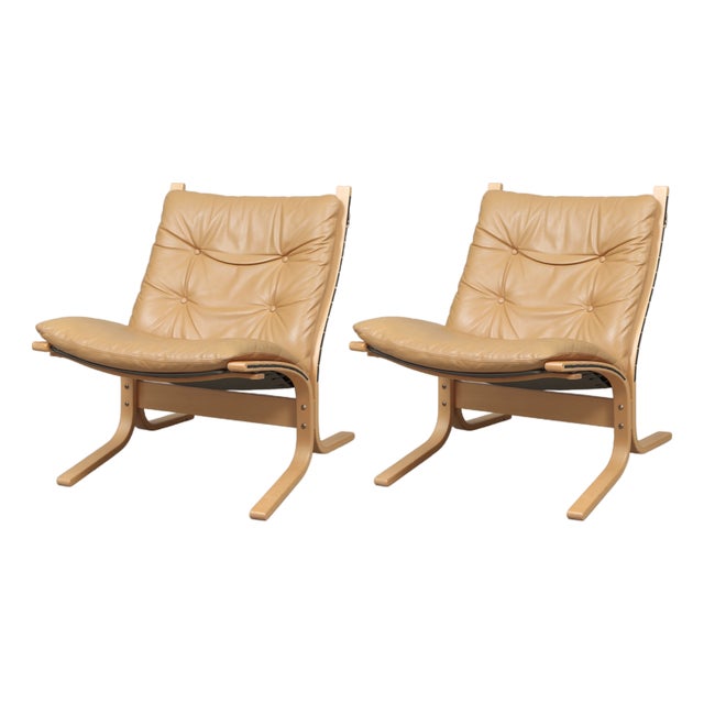 Tan Leather Siesta Chairs by Ingmar Relling for Westnofa, 1970s, Set of 2 For Sale