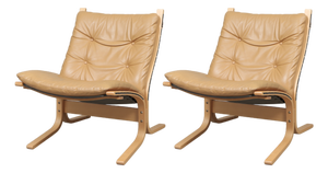 Tan Leather Siesta Chairs by Ingmar Relling for Westnofa, 1970s, Set of 2