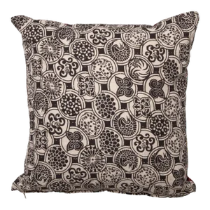 Mariposa Reversible Hand-Stitched Pillow Case - Black & Maroon, 16" x 16"