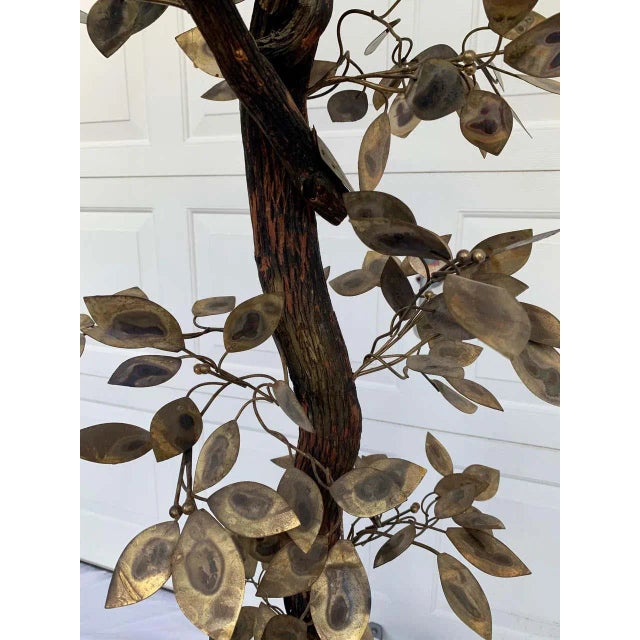 Brutalist Hammered Metal Tree Sculpture With Uplight, Curtis Jere, 1960's For Sale - Image 10 of 13