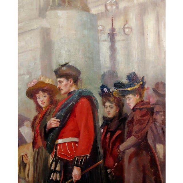 Ludwig Ernest Faber- Scottish in Uniform Waking With His Wife in Downtown Philadelphia-Oil Painting-1890s For Sale In Los Angeles - Image 6 of 10