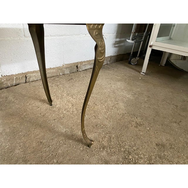 Vintage Marble Coffee Table with Brass Base, 1950s For Sale - Image 4 of 13