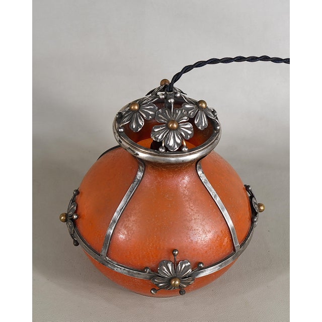 Burnt Orange French Art Deco Night Lamp by E. Val Et Cie. - 1920s France For Sale - Image 8 of 13