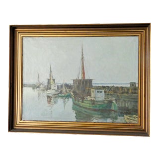 Christian Bogo "Boats at Dock" For Sale