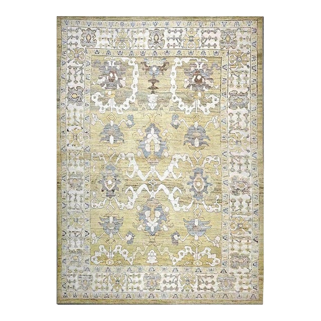 21st Century Turkish Oushak Wool 9x13 Gold, Ivory & Gray Handmade Area Rug #1144134 For Sale
