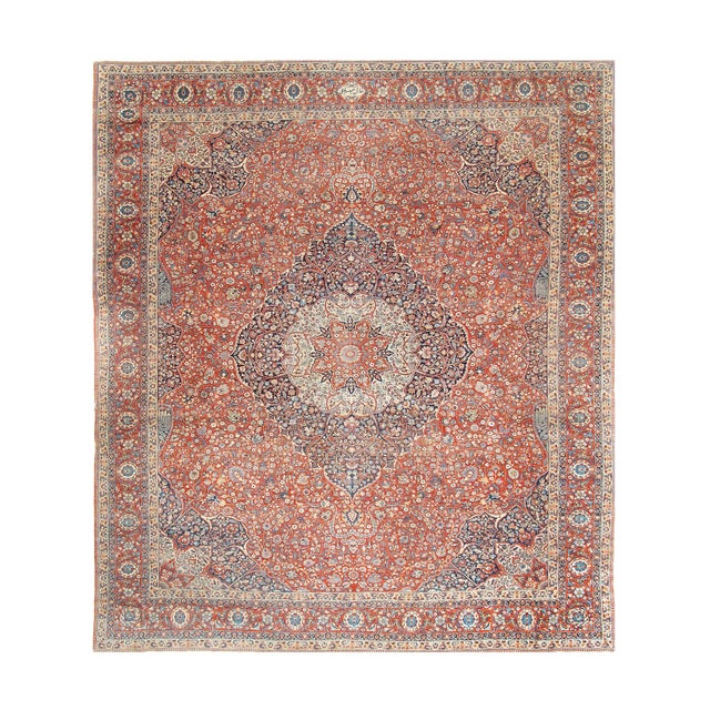 Rust Persian Antique Tabriz 14'6'' X 17'6'' For Sale - Image 13 of 13