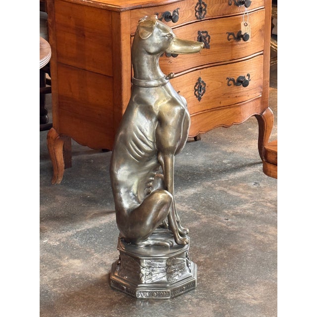 1950s Silvered Brass Whippet Sculpture For Sale - Image 9 of 11