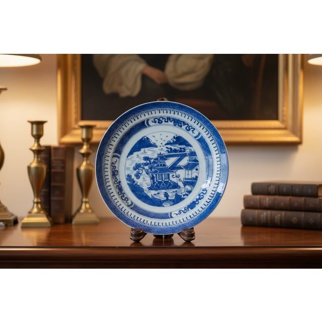 Antique 19th Century Chinese Nanking Export Porcelain Plate & Stand For Sale - Image 13 of 13