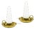 Brass and Opaline Glass Bedside Table Lamps in the style of Arreduloce, 1940s, Set of 2 For Sale