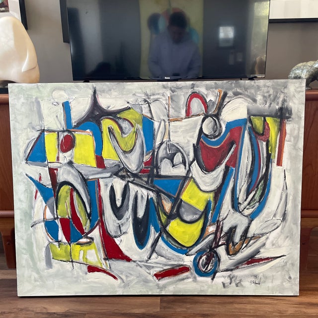 Beautiful appx 36x48” abstract Rothko style original oil on gallery stretched canvas abstract cubist painting. Listed...