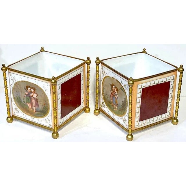 19th C. French Opaline & Gilt Bronze Aesthetic ' Fairy' Motif Cachepots - a Pair For Sale - Image 11 of 11