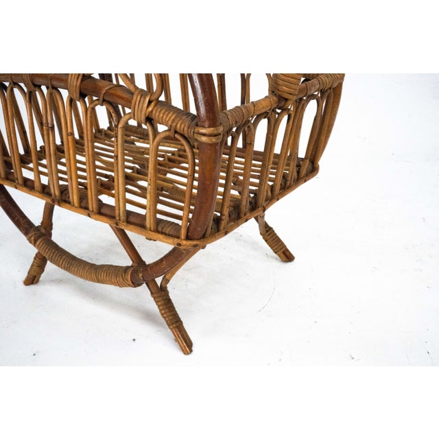 Italian Bamboo & Rattan Magazine Rack, 1950s For Sale - Image 11 of 14