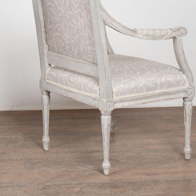 Pair, 19th Century Swedish Gustavian Gray Painted Armchairs For Sale - Image 16 of 18