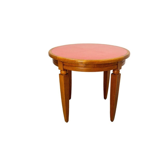 French Bout de canapé Side Table in Cherrywood & Red Laminate, 1950s For Sale - Image 4 of 10