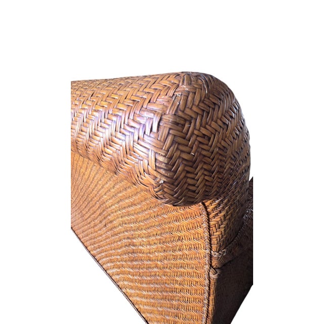 Late 20th Century Henry Link Coastal Woven Rattan Sofa For Sale - Image 5 of 7