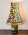 Designer Covington Teal Bunny Velvet Lamp Shade Tapered Drum With Brown Beaded Fringe That Glows For Sale - Image 4 of 6