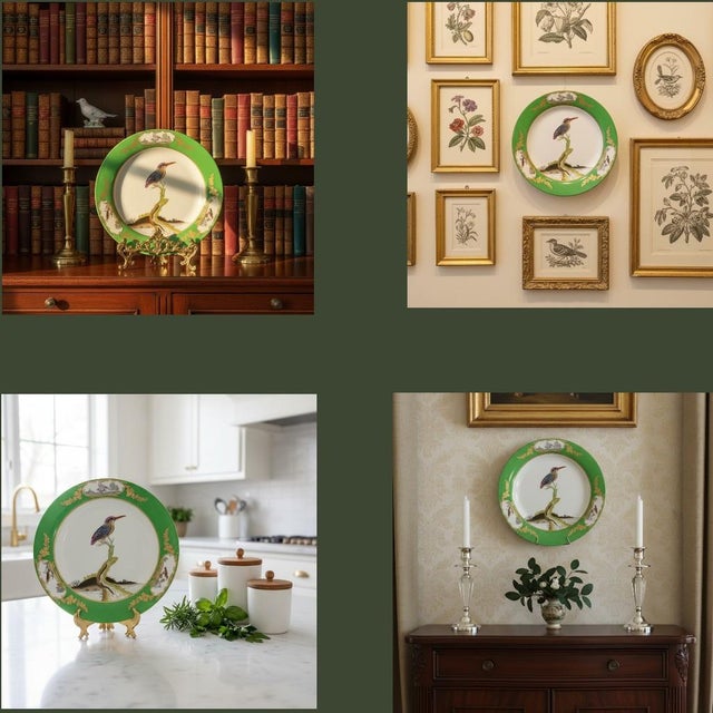 Chelsea House Bird Decorative Plate-Green Gold-Chinoiserie Wall Decor-Porcelain For Sale - Image 11 of 11