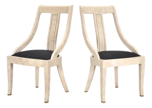 Pair of Maitland Smith Attributed Tessellated Stone Gondola Chairs