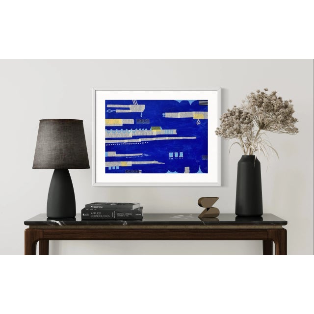 Mixed Media on Paper by mid career artist, Ben Junta. Printmaking, acrylic paint, colored markers, tape. Sold unframed.