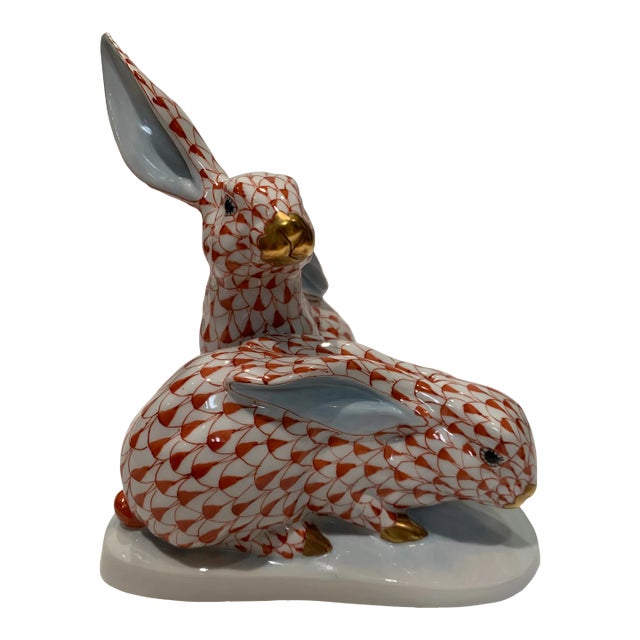 Vintage Herend Porcelain Rabbit Figurine For Sale