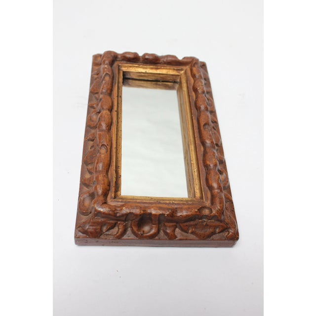 Small Faux-Wood Resin Accent Wall Mirror For Sale - Image 4 of 13
