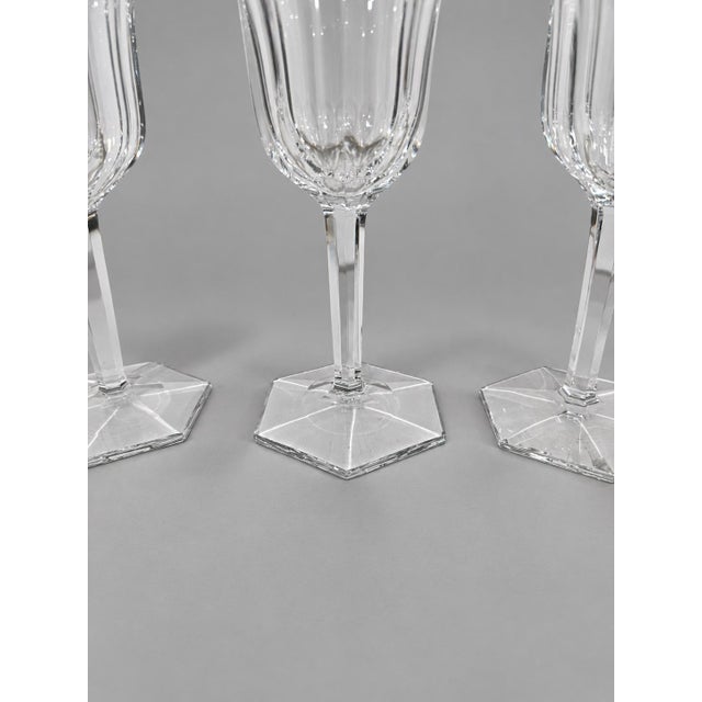 Mid-Century Modern Set of 4, Baccarat France "Malmaison" Pattern Crystal Claret Wine Glasses For Sale - Image 3 of 7