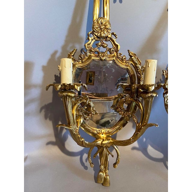 Bronze Late20C French Maker Louis XVI Antique Bronze Sconces Wall Lamps -Pair For Sale - Image 8 of 18