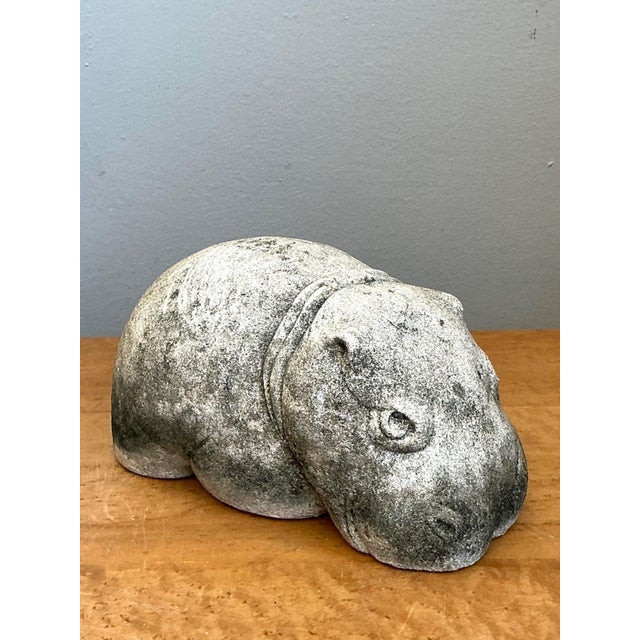 Gray Vintage Cast Cement Hippo For Sale - Image 8 of 16
