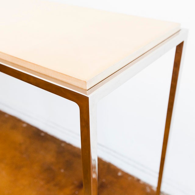 J. Robert Scott Sculpted Chrome & Wood Console Tables by Sally Lewis for J. Robert Scott For Sale - Image 4 of 12